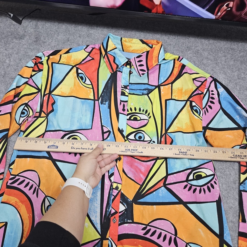 Live 4 Truth Colorful Wearable Art Button Up Midi‎ Shirt Dress Size Large - Picture 7 of 8